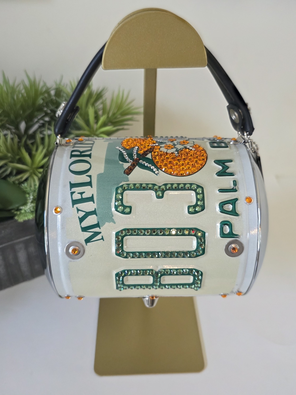 Vintage Littlearth Roadflair FL Swarovski Crystal License Plate Hand Bag- Rare - Picture 7 of 17
